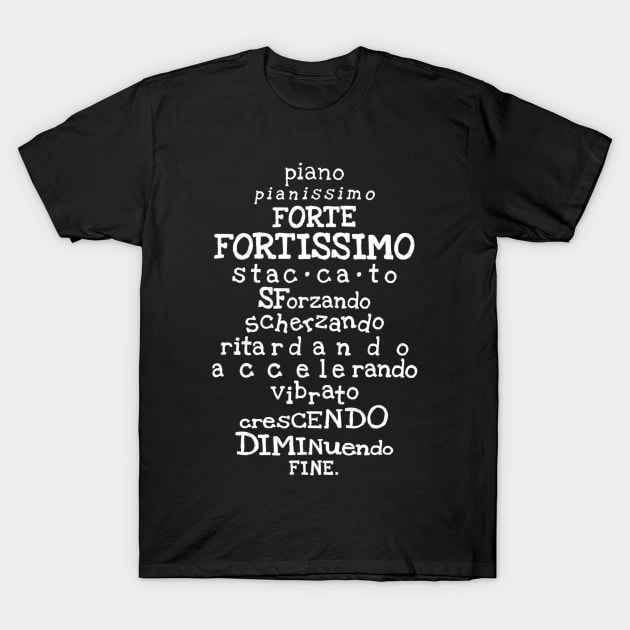 Music Teacher Shirt Italian Musical Terms Words List T-Shirt by gogusajgm